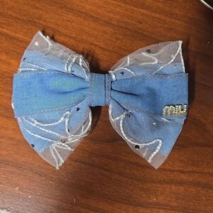 hair clip denim bow NWT